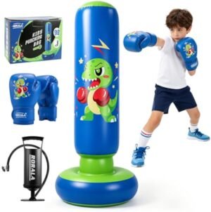 66 Inch Inflatable Punching Bag for Kids with Boxing Gloves, Children's Boxing Bag Set Dinosaur Toy & Gifts for Boys Girls Aged 3 to 12 to Practice Karate, Taekwondo